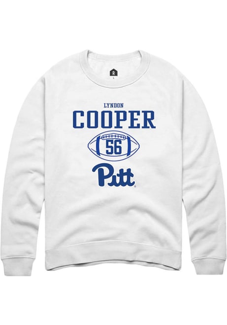 Lyndon Cooper Rally Mens White Pitt Panthers NIL Sport Icon Crew Sweatshirt