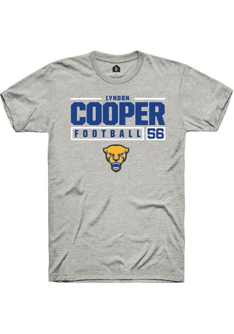 Lyndon Cooper Ash Pitt Panthers NIL Stacked Box Short Sleeve T Shirt