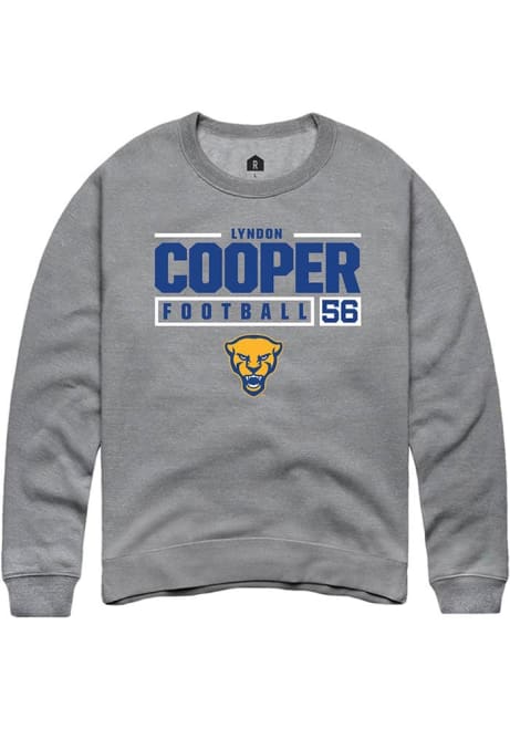 Lyndon Cooper Rally Mens Graphite Pitt Panthers NIL Stacked Box Crew Sweatshirt