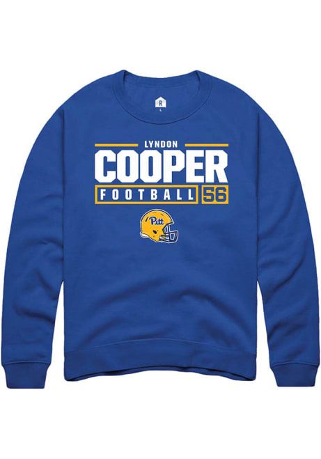 Lyndon Cooper Rally Mens Blue Pitt Panthers NIL Stacked Box Crew Sweatshirt