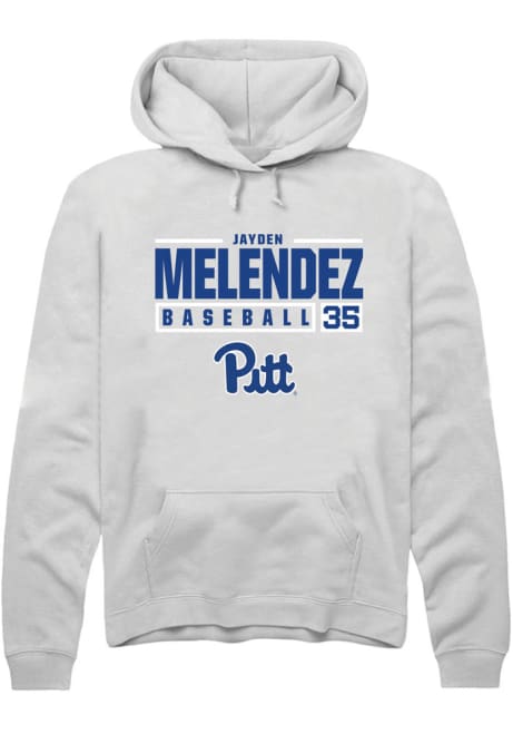 Jayden Melendez Rally Mens White Pitt Panthers NIL Stacked Box Hooded Sweatshirt