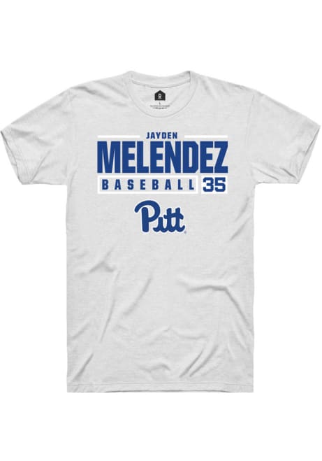 Jayden Melendez White Pitt Panthers NIL Stacked Box Short Sleeve T Shirt