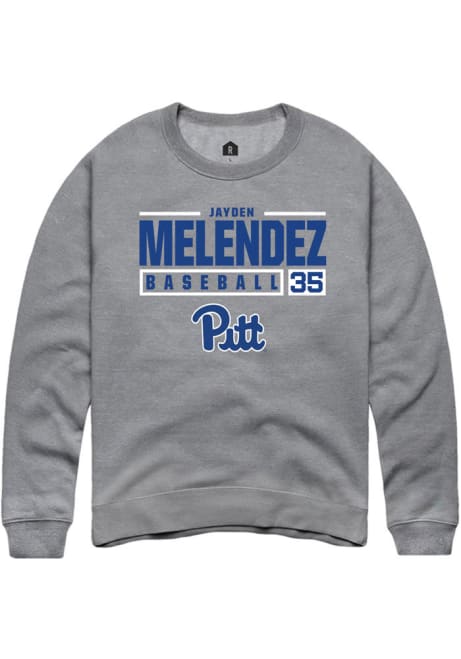 Jayden Melendez Rally Mens Graphite Pitt Panthers NIL Stacked Box Crew Sweatshirt