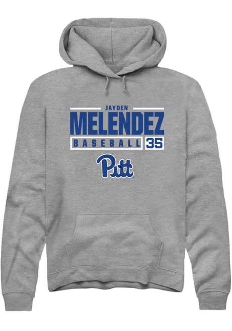 Jayden Melendez Rally Mens Graphite Pitt Panthers NIL Stacked Box Hooded Sweatshirt