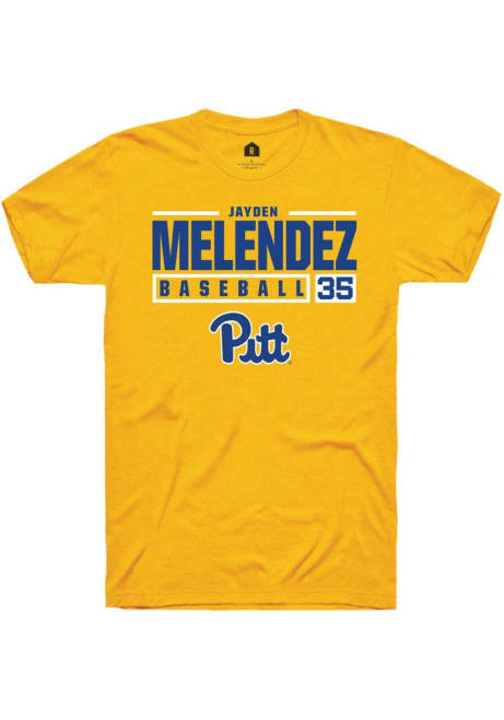 Jayden Melendez Gold Pitt Panthers NIL Stacked Box Short Sleeve T Shirt