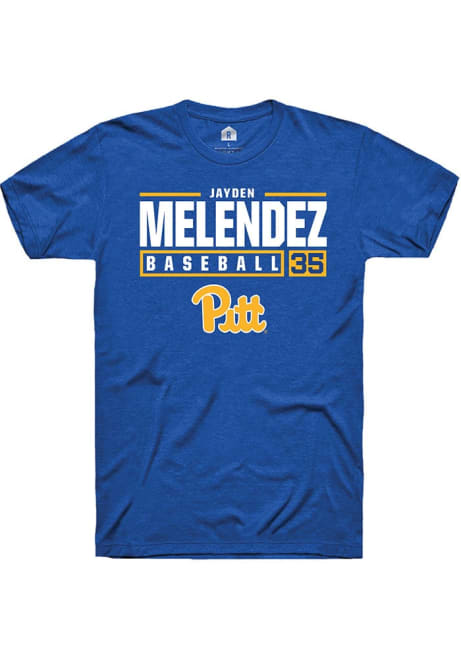 Jayden Melendez Blue Pitt Panthers NIL Stacked Box Short Sleeve T Shirt