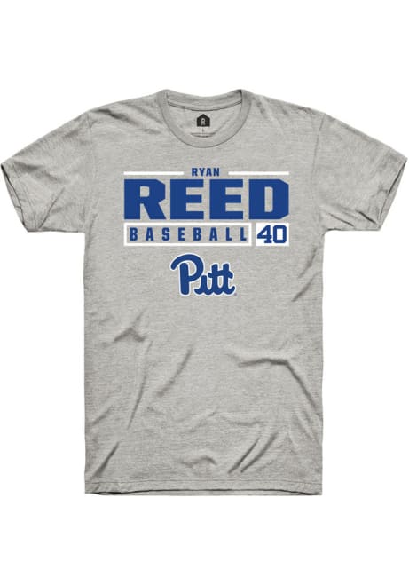 Ryan Reed Ash Pitt Panthers NIL Stacked Box Short Sleeve T Shirt