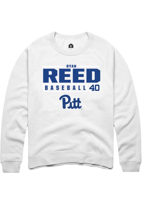 Ryan Reed Rally Mens White Pitt Panthers NIL Stacked Box Crew Sweatshirt