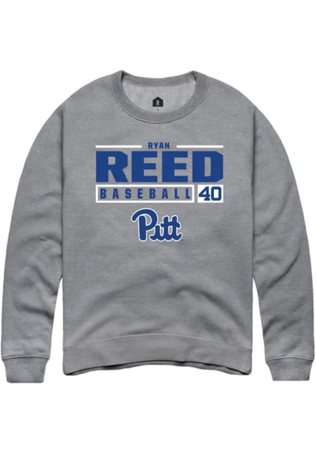 Ryan Reed Rally Mens Graphite Pitt Panthers NIL Stacked Box Crew Sweatshirt