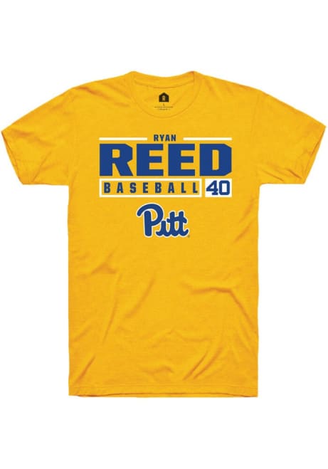 Ryan Reed Gold Pitt Panthers NIL Stacked Box Short Sleeve T Shirt