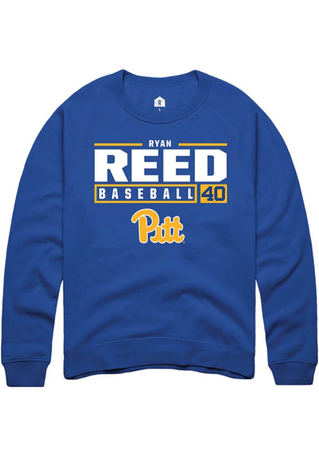 Ryan Reed Rally Mens Blue Pitt Panthers NIL Stacked Box Crew Sweatshirt