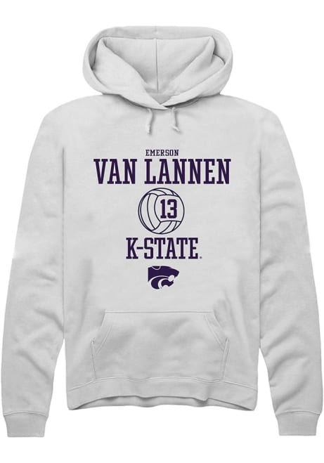 Emerson Van Lannen Rally Mens White K-State Wildcats NIL Sport Icon Hooded Sweatshirt