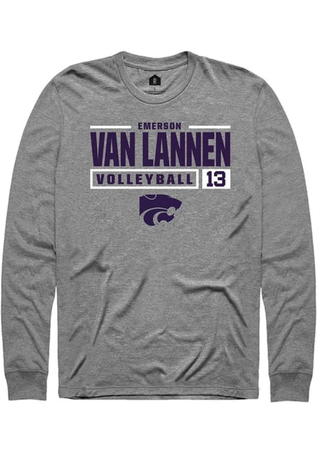 Emerson Van Lannen Rally Mens Graphite K-State Wildcats NIL Stacked Box Tee