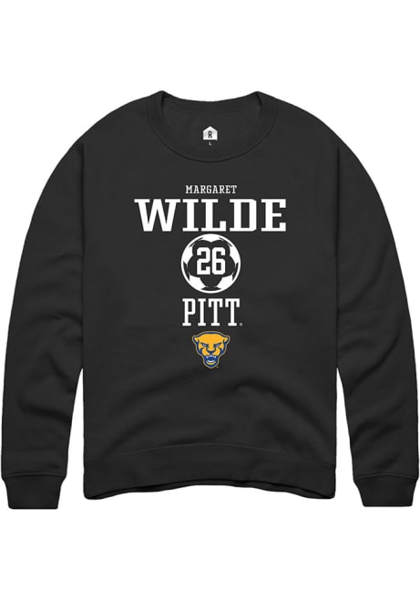 Margaret Wilde Rally Mens Black Pitt Panthers NIL Sport Icon Crew Sweatshirt