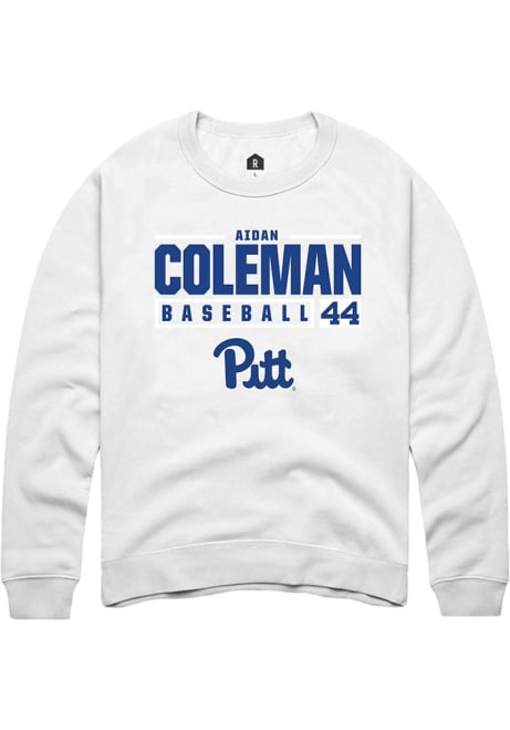 Aidan Coleman Rally Mens White Pitt Panthers NIL Stacked Box Crew Sweatshirt