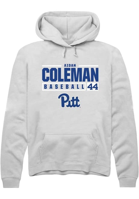 Aidan Coleman Rally Mens White Pitt Panthers NIL Stacked Box Hooded Sweatshirt