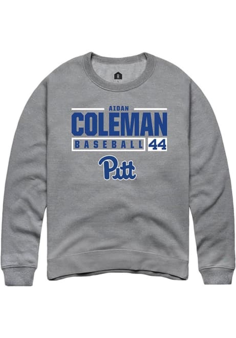 Aidan Coleman Rally Mens Graphite Pitt Panthers NIL Stacked Box Crew Sweatshirt