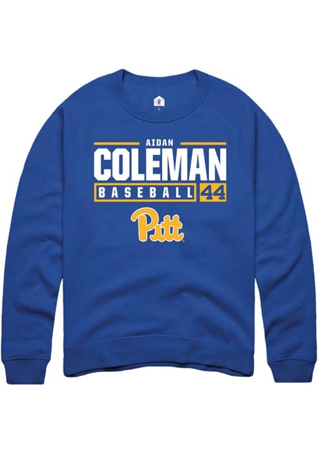 Aidan Coleman Rally Mens Blue Pitt Panthers NIL Stacked Box Crew Sweatshirt