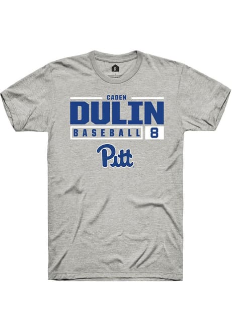 Caden Dulin Ash Pitt Panthers NIL Stacked Box Short Sleeve T Shirt