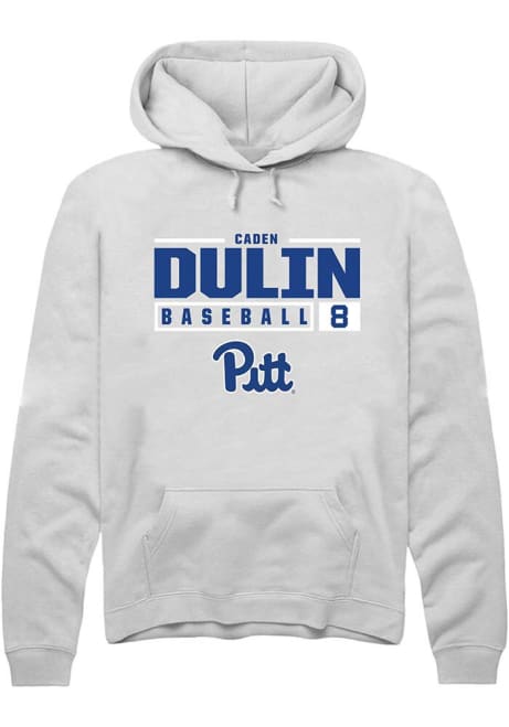 Caden Dulin Rally Mens White Pitt Panthers NIL Stacked Box Hooded Sweatshirt