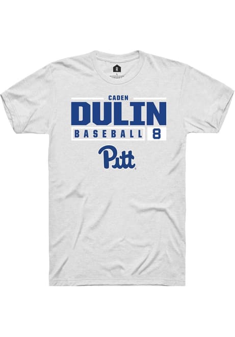 Caden Dulin White Pitt Panthers NIL Stacked Box Short Sleeve T Shirt