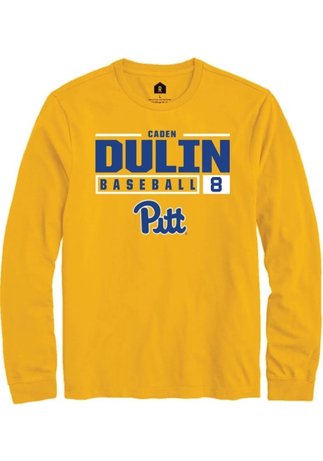 Caden Dulin Rally Mens Gold Pitt Panthers NIL Stacked Box Tee