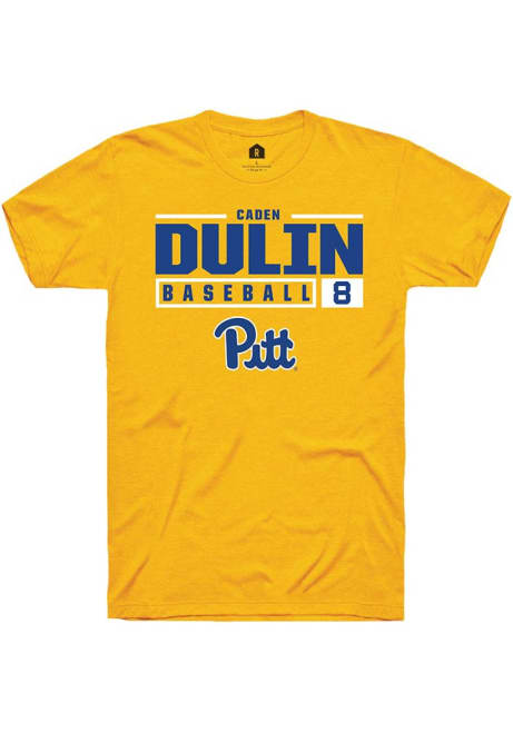 Caden Dulin Gold Pitt Panthers NIL Stacked Box Short Sleeve T Shirt