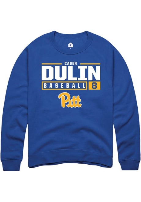 Caden Dulin Rally Mens Blue Pitt Panthers NIL Stacked Box Crew Sweatshirt