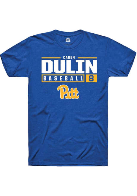 Caden Dulin Blue Pitt Panthers NIL Stacked Box Short Sleeve T Shirt