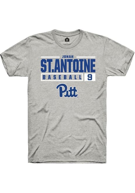 Jonah St.antoine Ash Pitt Panthers NIL Stacked Box Short Sleeve T Shirt