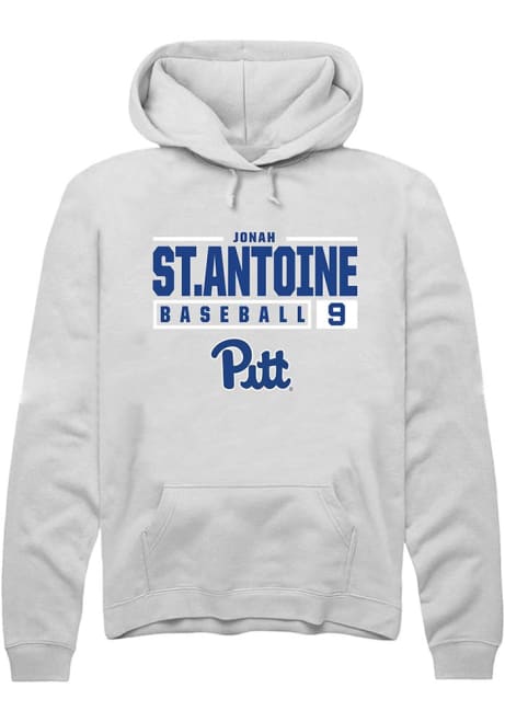 Jonah St.antoine Rally Mens White Pitt Panthers NIL Stacked Box Hooded Sweatshirt