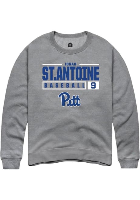 Jonah St.antoine Rally Mens Graphite Pitt Panthers NIL Stacked Box Crew Sweatshirt