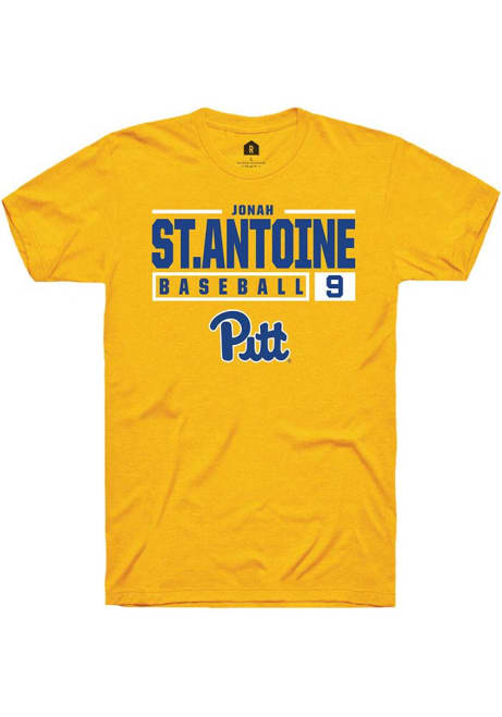 Jonah St.antoine Gold Pitt Panthers NIL Stacked Box Short Sleeve T Shirt