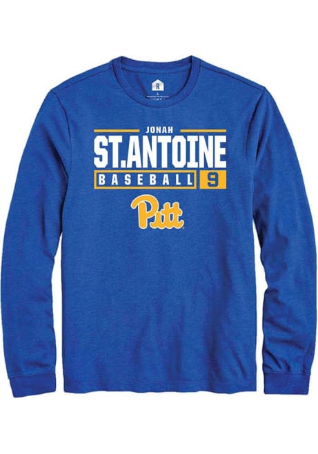 Jonah St.antoine Rally Mens Blue Pitt Panthers NIL Stacked Box Tee