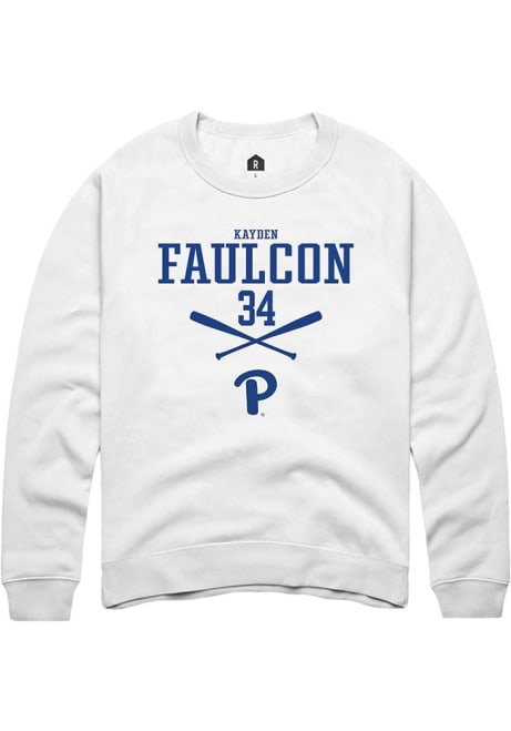 Kayden Faulcon Rally Mens White Pitt Panthers NIL Sport Icon Crew Sweatshirt