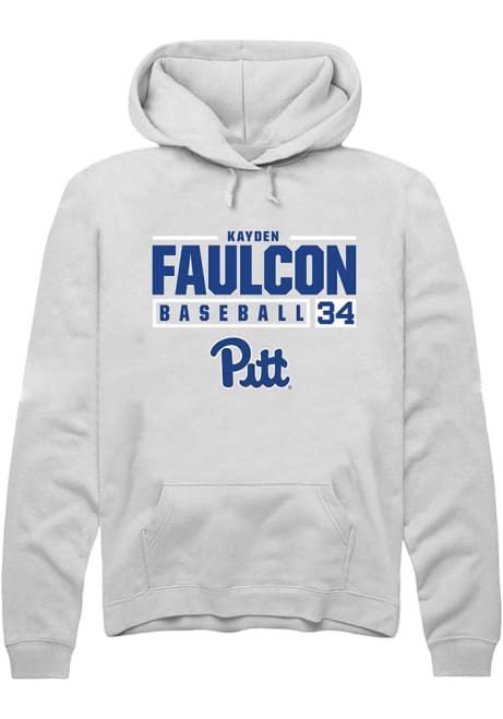 Kayden Faulcon Rally Mens White Pitt Panthers NIL Stacked Box Hooded Sweatshirt