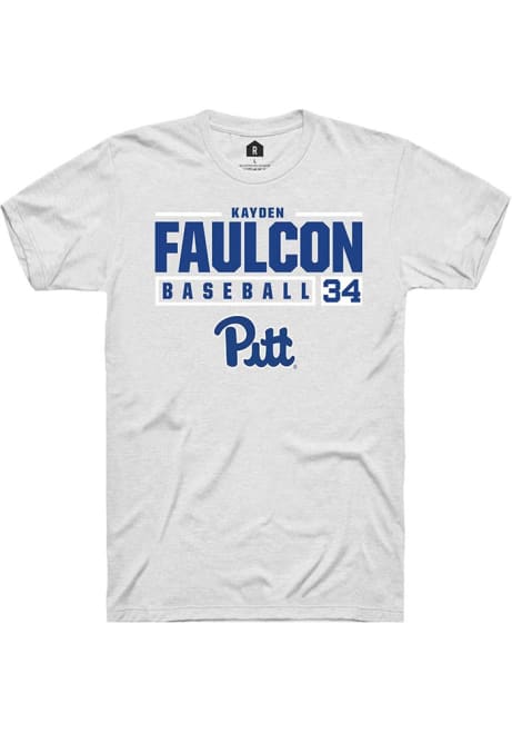 Kayden Faulcon White Pitt Panthers NIL Stacked Box Short Sleeve T Shirt