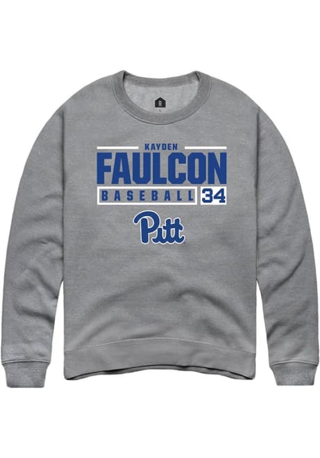 Kayden Faulcon Rally Mens Graphite Pitt Panthers NIL Stacked Box Crew Sweatshirt