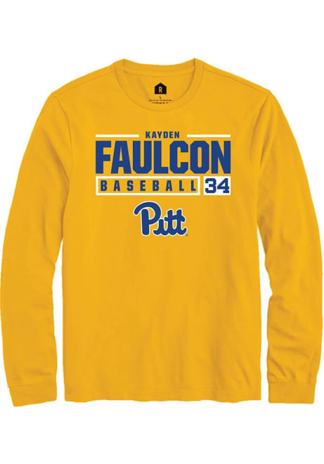 Kayden Faulcon Rally Mens Gold Pitt Panthers NIL Stacked Box Tee