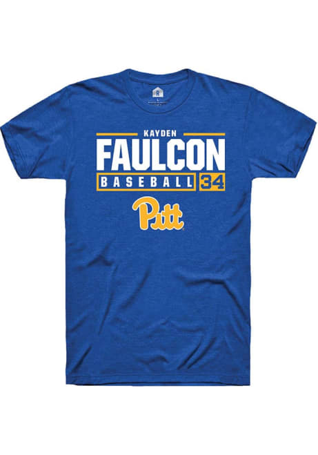 Kayden Faulcon Blue Pitt Panthers NIL Stacked Box Short Sleeve T Shirt