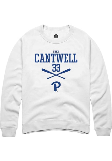 Luke Cantwell Rally Mens White Pitt Panthers NIL Sport Icon Crew Sweatshirt