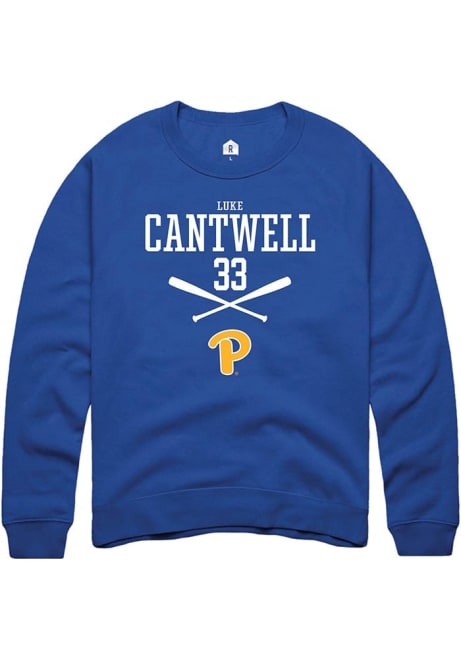 Luke Cantwell Rally Mens Blue Pitt Panthers NIL Sport Icon Crew Sweatshirt