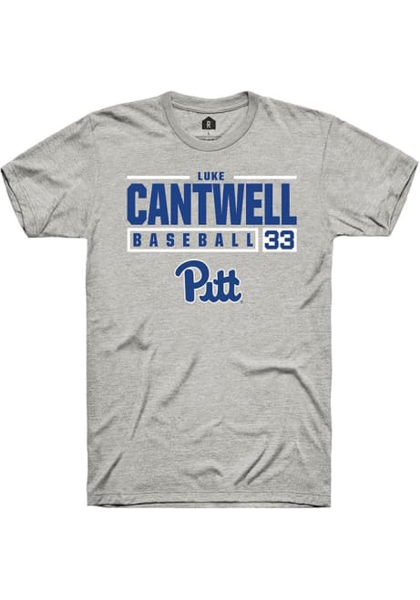 Luke Cantwell Ash Pitt Panthers NIL Stacked Box Short Sleeve T Shirt