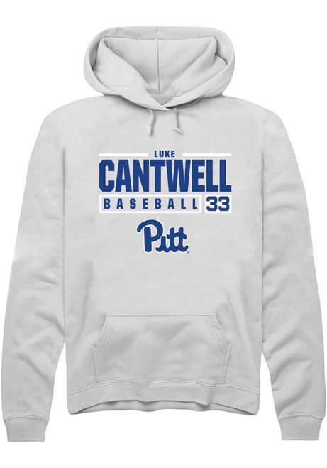 Luke Cantwell Rally Mens White Pitt Panthers NIL Stacked Box Hooded Sweatshirt