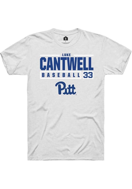 Luke Cantwell White Pitt Panthers NIL Stacked Box Short Sleeve T Shirt