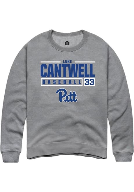 Luke Cantwell Rally Mens Graphite Pitt Panthers NIL Stacked Box Crew Sweatshirt