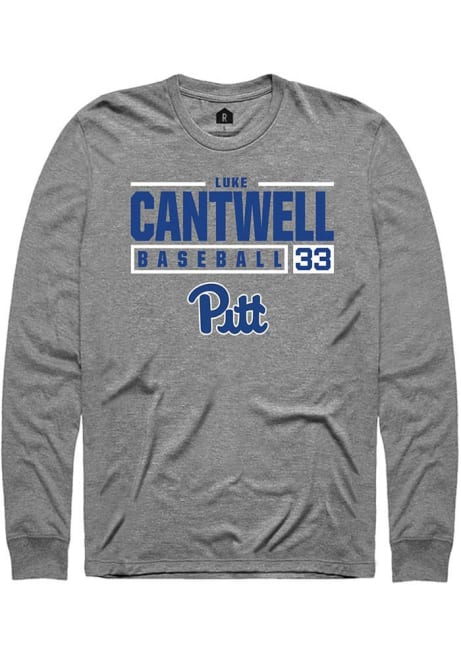 Luke Cantwell Rally Mens Graphite Pitt Panthers NIL Stacked Box Tee