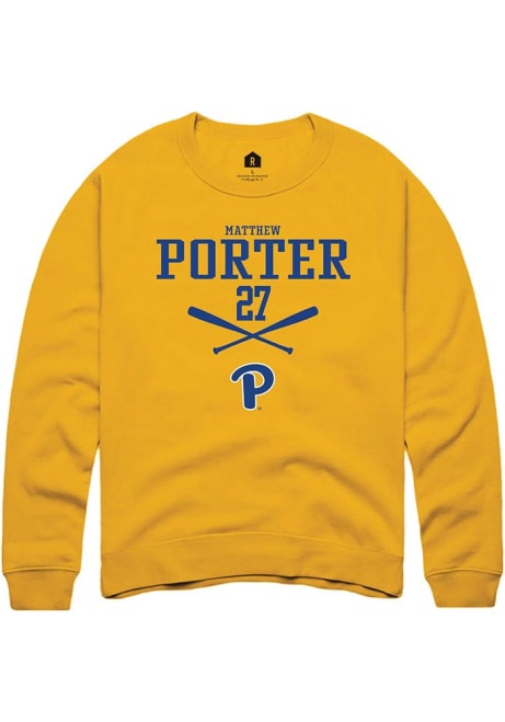 Matthew Porter Rally Mens Gold Pitt Panthers NIL Sport Icon Crew Sweatshirt