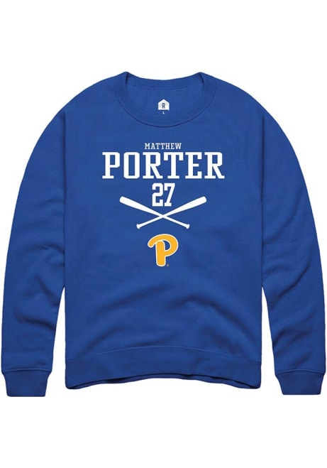 Matthew Porter Rally Mens Blue Pitt Panthers NIL Sport Icon Crew Sweatshirt