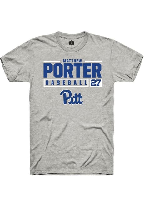 Matthew Porter Ash Pitt Panthers NIL Stacked Box Short Sleeve T Shirt